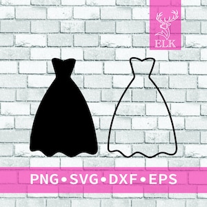 Strapless Dress Wedding Dress Game Prom Dress Outline and Shape SVG (svg, dxf, eps, png)