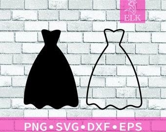 Strapless Dress Wedding Dress Game Prom Dress Outline and Shape SVG (svg, dxf, eps, png)