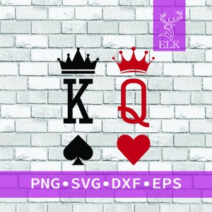 Król i królowa SVG, król pik, królowa kier, karty pokerowe w kolorze SVG (svg, dxf, eps, png)