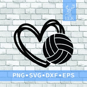 Stacked Heart With Volleyball Volley ball SVG (svg, dxf, eps, png) Cut Files for Cricut, Silhouette, etc. Commercial Use