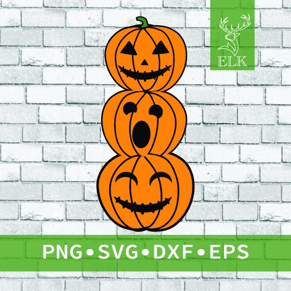 Pumpkin Patch - Stacked Carved Pumpkins - 3 Layers Pumpkin Halloween Spooky Fall SVG (svg, dxf, eps, png)