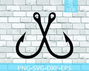 Double Hook Crosshooks Fishing Fish SVG (svg, dxf, eps, png) Cut File for Cricut, Silhouette, etc. Commercial Use