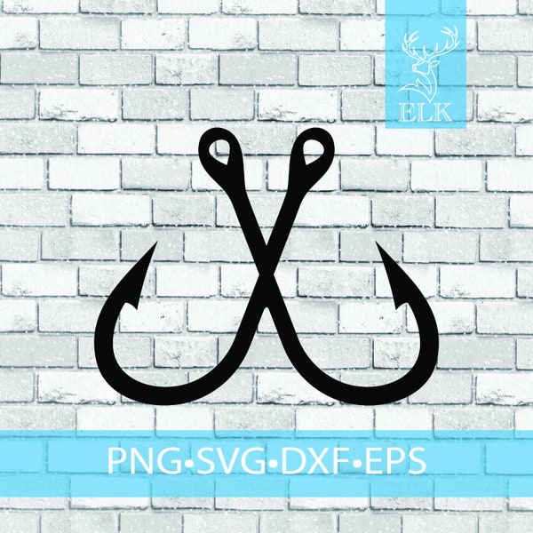 Double Hook Crosshooks Fishing Fish SVG (svg, dxf, eps, png) Cut File for Cricut, Silhouette, etc. Commercial Use