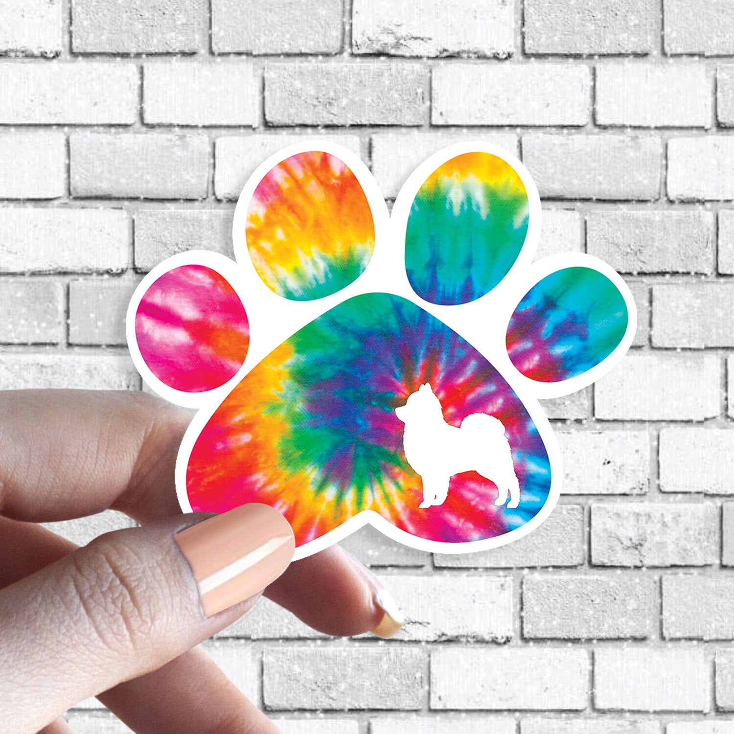 Pomeranian Dog Paw Tie Dye Sticker Etsy
