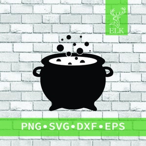 Bubbling Cauldron - Large Pot - Witch Cauldron - Witch Potion Halloween Spooky SVG (svg, dxf, eps, png)