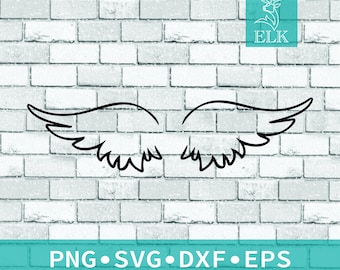 V2 Angel Wings Vector SVG for Cricut (svg, dxf, eps, png) Cut File for Cricut, Silhouette, etc. Commercial Use