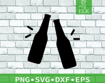 Beer Glass Bottles Clinking Clinging Cheers SVG (SVG, dxf, png, esp) Cut File for Cricut, Silhouette, etc. Commercial Use