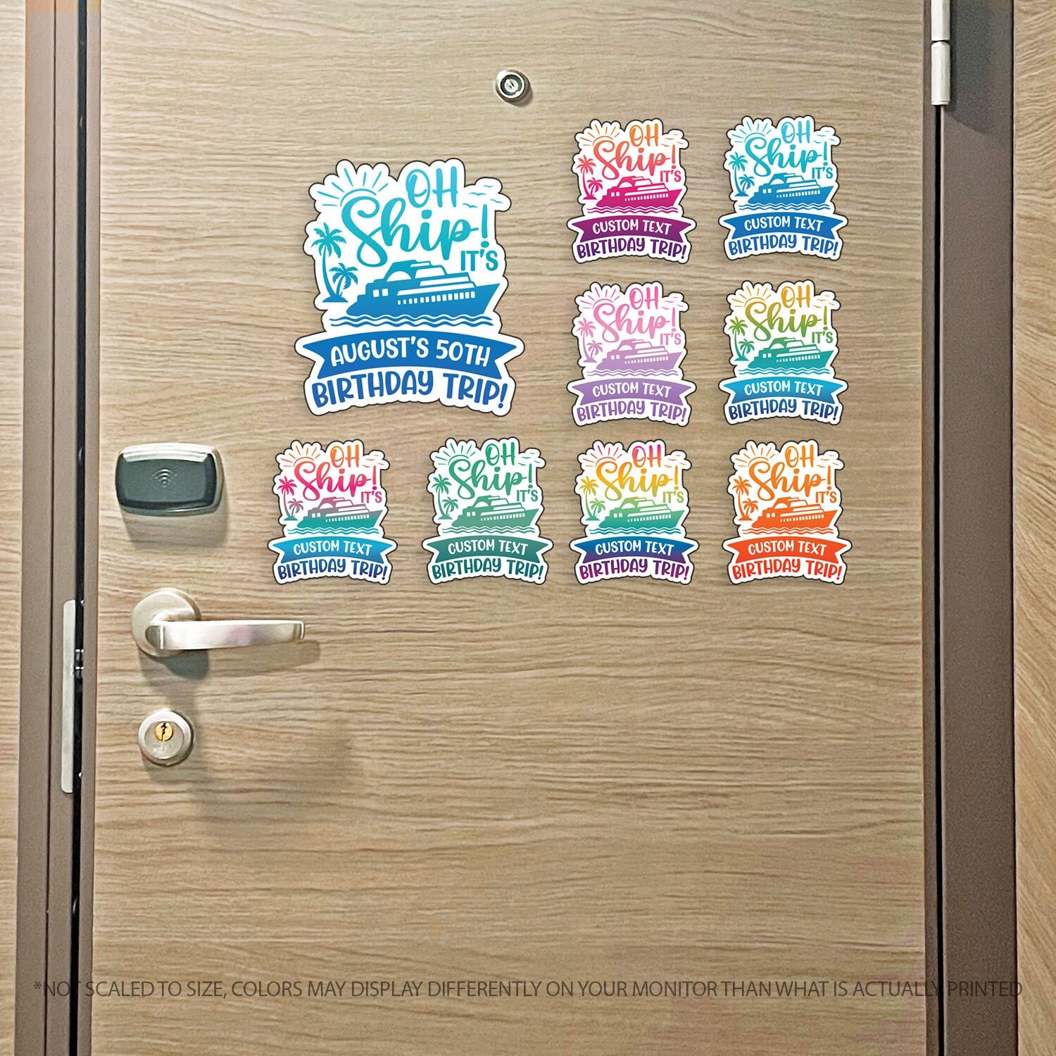 Custom Oh Ship It's "Custom's" Birthday Trip Birthday Cruise MAGNET for Magnetic Cruise Doors - Add Name - Several Colors Available