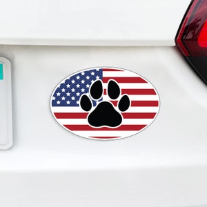 Dog Paw USA Flag Oval MAGNET Perfect for Car, Truck, Fridge,  White Board or Lockers 4&quot;