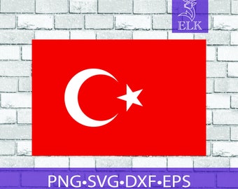 Bandera de Turquía svg, bandera turca svg (svg, dxf, eps, png) Archivo de corte para Cricut, silueta, etc. Uso comercial