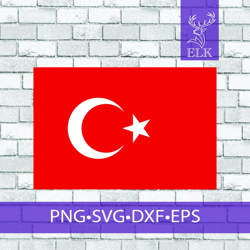 Bandera de Turquía svg, bandera turca svg svg, dxf, eps, png Archivo de corte para Cricut, silueta, etc. Uso comercial imagen 1