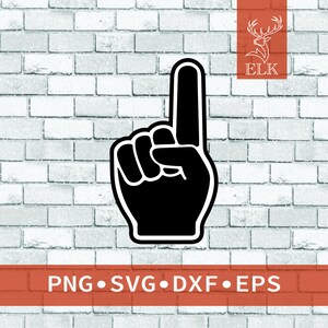 May include: Black and white silhouette of a hand with the index finger pointing up. The hand is outlined in white and is against a white brick wall background.