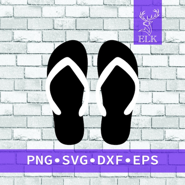 Simple Easy Sandals SVG 2 pièce Flip Flop SVG (svg, dxf, eps, png) Fichier de coupe pour Cricut, Silhouette, etc. Utilisation commerciale