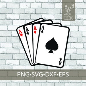 Aces svg, Poker Cards svg, Card Suits Diamond Spade Clover (Club) Heart SVG (svg, dxf, eps, png)