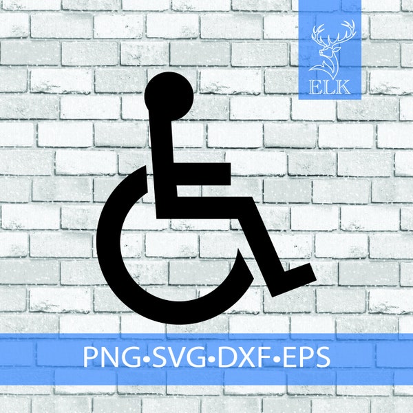 Handicap Handicapped Sign Symbol Wheelchair Wheel chair SVG (svg, dxf, eps, png) Cut File for Cricut, Silhouette, etc. Commercial Use