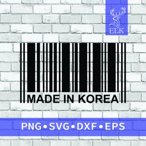 Made in Korea, Korean Country Barcode SVGCut File for Cricut, Silhouette, etc. Commercial Use