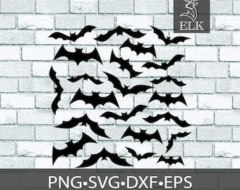 Bats Pattern Bat Swarm Batcave SVG (svg, dxf, eps, png) Cut Files for Cricut, Silhouette, etc. Commercial Use