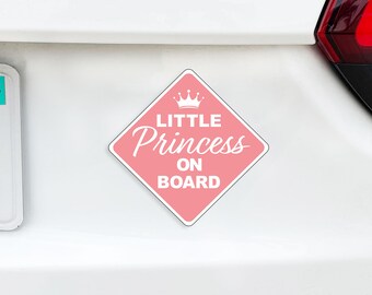 Little Princess On Board Car Magnet – 5×5 Inches, Fun Decorative Sign For Family Vehicles, Baby On Board Style