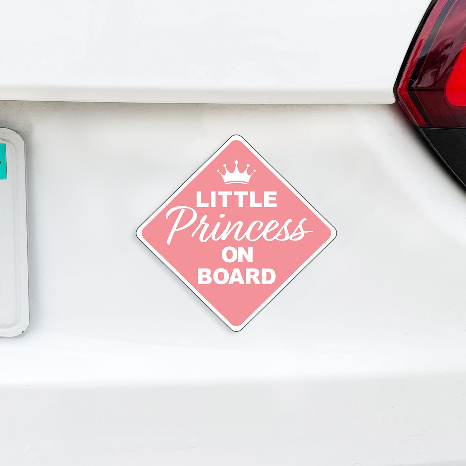 PRINCESS BABY ON BOARD PINK FLOWERS GIRL CHILD SAFETY STICKER CAR VEHICLE SIGNS 