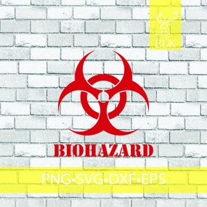 Biohazard with text SVG, Biohazard Warning, Warning Sign, Symbol, Logo, Radioactive, Hazard (For Cricut SVG) (svg, dxf, eps, png)