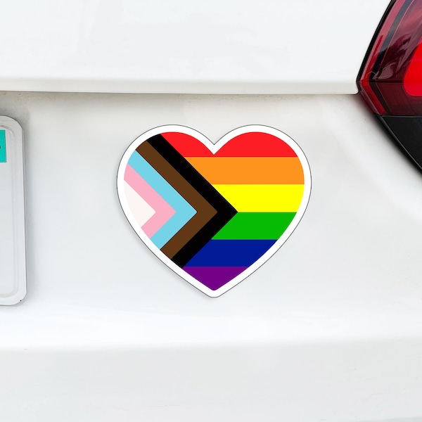 Pride LGBTQ Flag Heart Love LGBTQ+ Heart MAGNET Great for Car, Truck, Fridge, Dishwasher, White Board or Lockers 4"