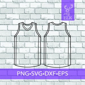 Modèle svg, svg jersey, svg de maillot de basket-ball, contour du maillot SVG (svg, dxf, eps, png) Cricut, Silhouette, etc. usage commercial