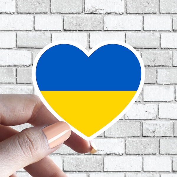 Heart Ukraine Flag Sticker Ukrainian Flag I love Ukraine