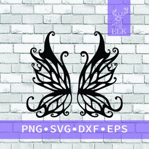 Fee Schmetterling Flügel Fantasy SVG (svg, dxf, eps, png) Schnittdatei für Cricut, Silhouette usw. Kommerzielle Nutzung