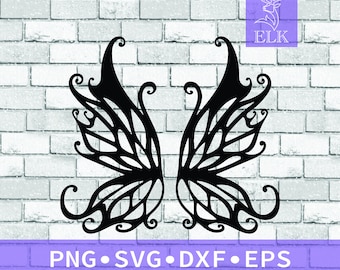 Fairy Butterfly Wings Fantasy SVG (svg, dxf, eps, png) Archivo recortado para Cricut, Silhouette, etc. Uso comercial