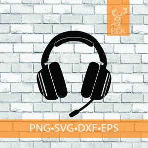 Casque svg, svg casque gamer, casque svg, jeux vidéo jeux (svg, dxf, eps, png) fichier coupé pour Cricut, silhouette, etc. usage commercial