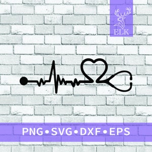 Nurse Stethoscope Heroes Heart Beat SVG (svg, dxf, eps, png) Cut Files for Cricut, Silhouette, etc. Commercial Use