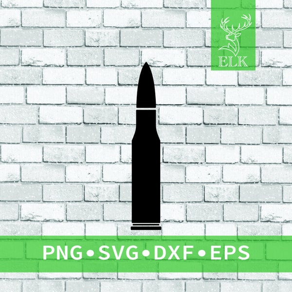 50 Cal Bullet SVG, 50 Caliber Rifle Round SVG (svg, dxf, eps, png) Cut File for Cricut, Silhouette, etc. Commercial Use