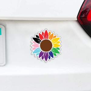 Pride Flower LGBTQ Flag Rainbow Colors Love LGBTQ+ Sunflower MAGNET Great for Car, Truck, Fridge,  White Board or Lockers