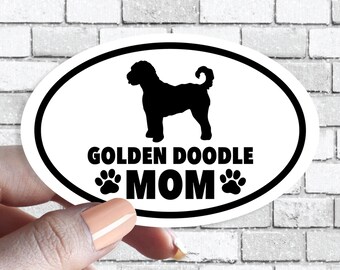 Doodle Mom - Dog Mom Oval Black and White Dog Sticker