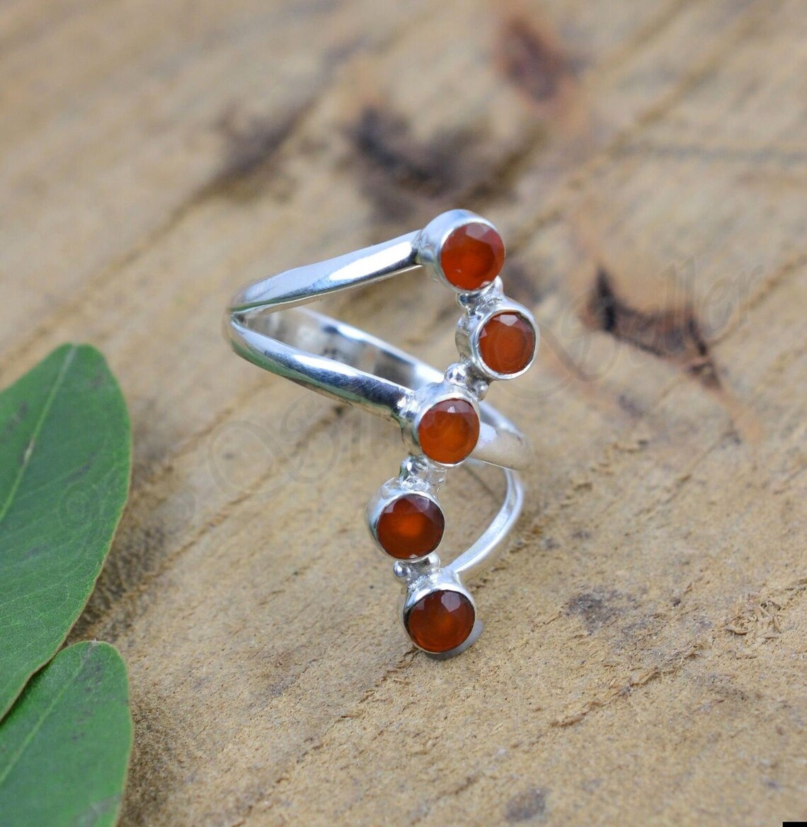 Natural Carnelian Ring Multi Stone Ring Round Stone Ring Etsy
