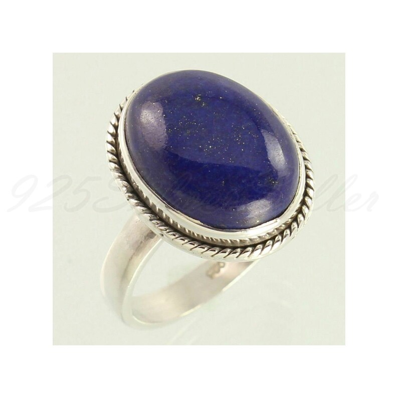 Lapis Lazuli Ring Simple Band Ring Gift For Wife Statement Ring Ring For Women 925 Sterling Silver Bezel Ring Oval Stone Pure Silver