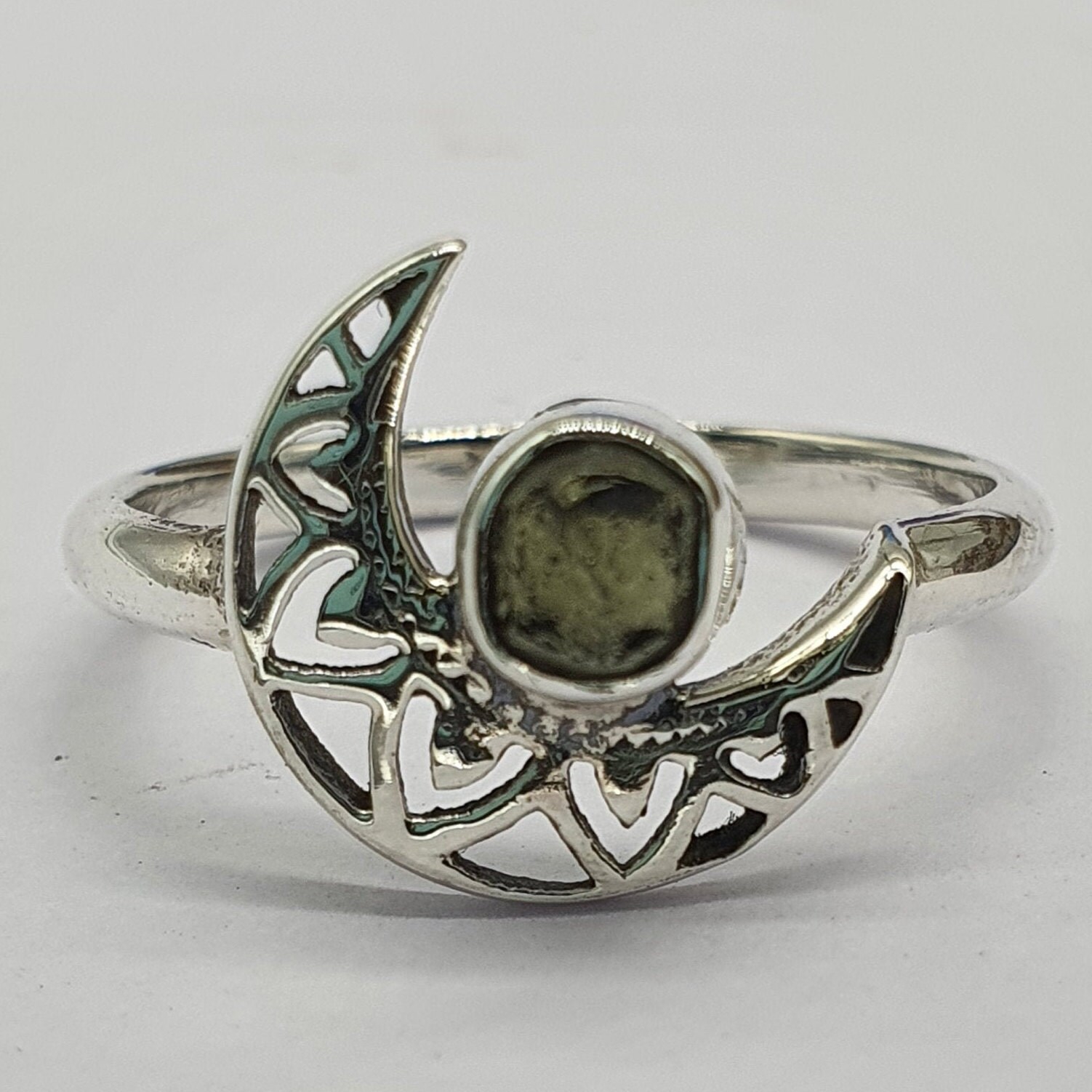Natural Moldavite Silver Ring Rough Moldavite Ring  Engagement Gift P…