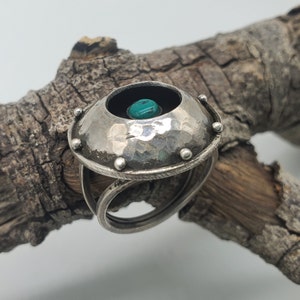 Turquoise Oxidized 925 Silver Ring,  Antique polish Statement Party Wear Big Finger Ring for women & girls