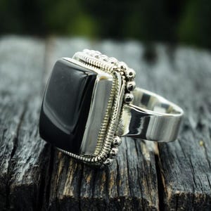 Lucifer Morningstar Rings | 925 Sterling Silver | Rectangle Shape | Natural Black Onyx Gemstone | Lucifer&#39;s Ring | Handmade | UNISEX Ring