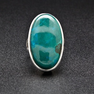 Handcrafted Sterling Silver Ring with Beautifully Unique Chrysocolla Stone – Bohemian Jewelry Gift