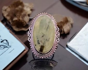 Sterling Silver Ring with Prehnite Gemstone – Handcrafted Artisan Jewelry – Elegant Green Prehnite Ring – Unique Gift for Her