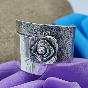 Solid Sterling Silver Ring, Hammered Silver Ring, Thick Tapered Band, Statement Silver Ring, Chunky Ring, Modern Ring, Shiny Silver Ring