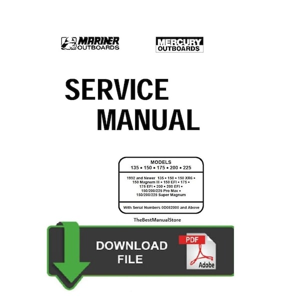 Mercury Mariner 135,150,175,200,225 2 Stroke Service / Repair Manual