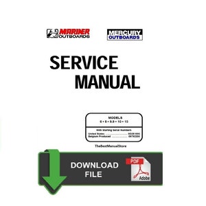 Mercury Mariner 6,8,9.9,10,15hp 2 Stroke Service / Repair Shop Manual