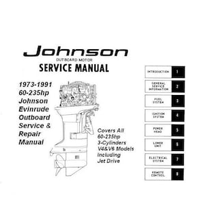 1973-91 Johnson Evinrude 60-235hp Outboard Service & Repair Manual 403 Pages
