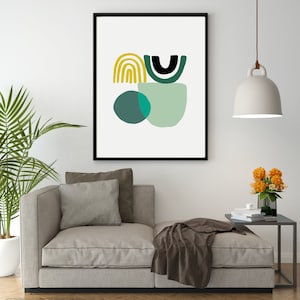 Geometric Print, Abstract Wall Art, Printable Modern Art, Green Abstract Printable Poster, Geometric Digital Print, Living Room Wall Art