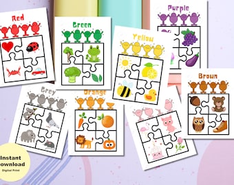 Color Learning Puzzle, Preschool Printable Activities (Digital Download)