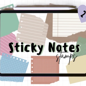 Francobolli per note adesive, Carta per appunti Procreate, Nota adesiva per diario, Nota adesiva per pianificatore, Pennelli, Pennello Procreate, Nota adesiva digitale
