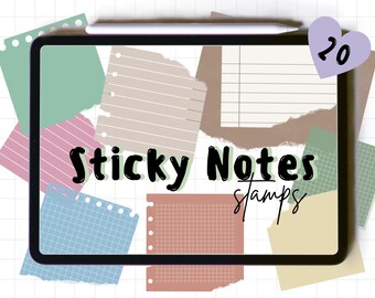 Sticky Notes Stamps, Procreate Note Paper, Journal Sticky Note, Planner Sticky Note, Brushes, Procreate Brush, Digital Sticky Note