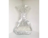 White Wicker Make Your Own Rustic Hamper Basket Kit, Bow, Tissue Bag. DIY Hamper Basket Tray, Wedding Hamper, Baby Shower 39x28x9cm